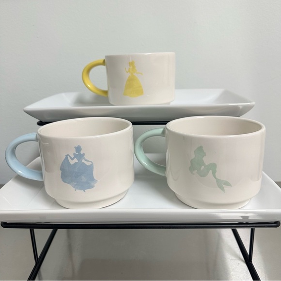 Rae Dunn Artisan Collection Disney Princess Silhouette Mugs Set of 3 READ NWOT - Picture 2 of 7
